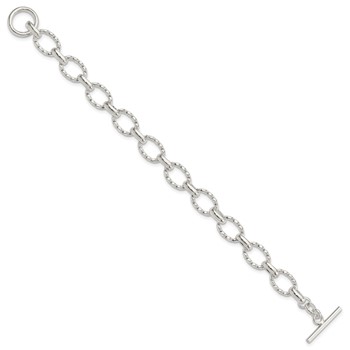 Sterling Silver 7.75inch Polished Fancy Link Toggle Bracelet — alternate view