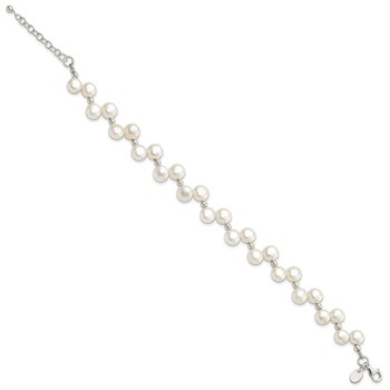 Sterling Silver FW Cultured Button Pearl 7.5in Bracelet — alternate view
