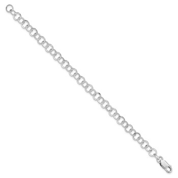 Amore La Vita Sterling Silver Rhodium-plated Polished 7mm 7.5 inch Fancy Link with Lobster Clasp Charm Bracelet — alternate view