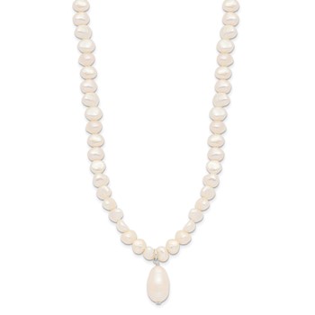 Sterling Silver FW Cultured Pearl Drop 18in Necklace — alternate view