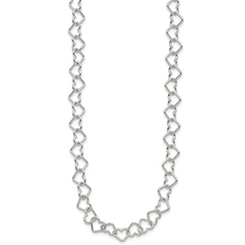 Sterling Silver 18inch Polished Fancy Heart Link Necklace — alternate view