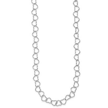Sterling Silver Rhodium-plated 18inch Polished Fancy Heart Link Necklace — alternate view