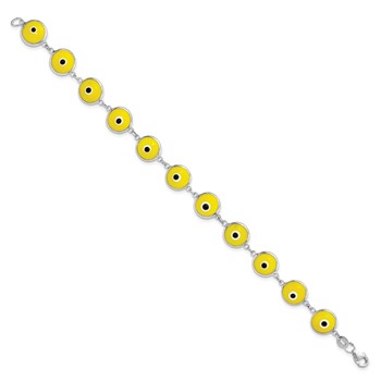 Sterling Silver Reversible Enameled Yellow Eye Bracelet — alternate view