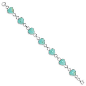 Sterling Silver Rhodium-plated Heart-shaped Turquoise Bracelet — alternate view