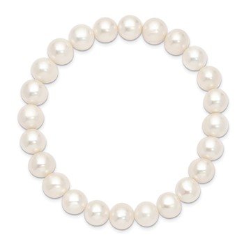8-9mm White Near-round Freshwater Cultured Pearl Stretch Bracelet — alternate view