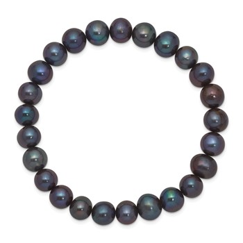 8-9mm Black Near-Round Freshwater Cultured Pearl Stretch Bracelet — alternate view