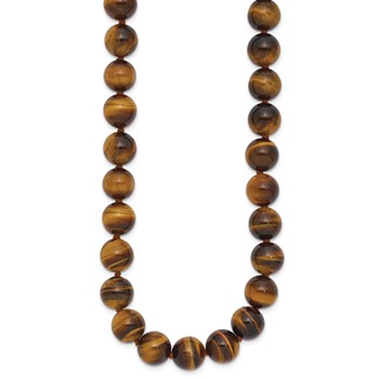 10-10.5mm Smooth Beaded Tiger Eye Necklace with Sterling S.RH Clasp — alternate view