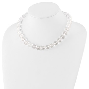 Sterling Silver 12-12.5mm Smooth Beaded Clear Crystal Necklace — alternate view