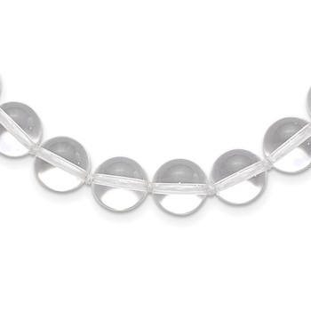 Sterling Silver 12-12.5mm Smooth Beaded Clear Crystal Necklace
