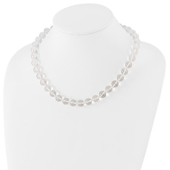 Sterling Silver 10-10.5mm Smooth Beaded Clear Crystal Necklace — alternate view