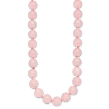10-10.5mm Smooth Beaded Rose Quartz Necklace with Sterling S.RH Clasp — alternate view