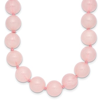 10-10.5mm Smooth Beaded Rose Quartz Necklace with Sterling S.RH Clasp