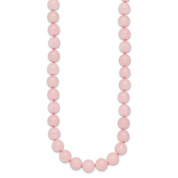 8-8.5mm Smooth Beaded Rose Quartz Necklace w/Sterling S.RH Clasp — alternate view