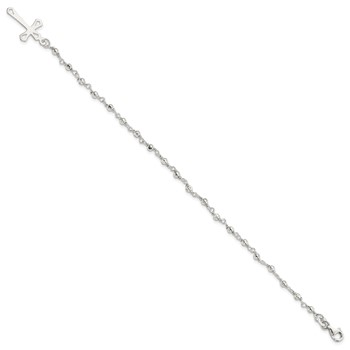 Sterling Silver Polished Bead Rosary 7.5 inch Bracelet — alternate view