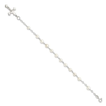 Sterling Silver and FW Cultured Pearl Rosary 7.5 inch Bracelet — alternate view