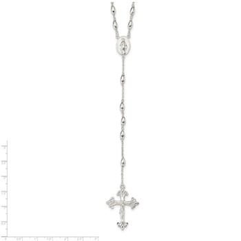 Sterling Silver Polished Bead Rosary 18 inch Necklace — alternate view