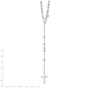Sterling Silver Polished Bead 18 inch Rosary Necklace — alternate view