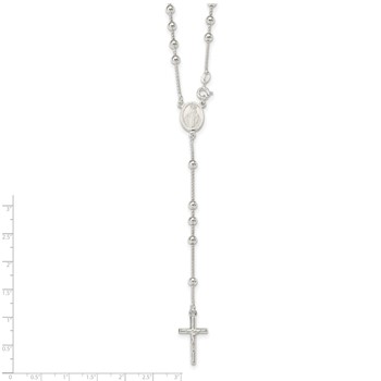 Sterling Silver Polished Bead Rosary 21 inch Necklace — alternate view