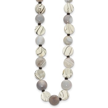 Sterling Silver Black and Grey Agate/MOP/Sardonyx Necklace — alternate view
