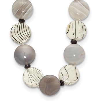 Sterling Silver Black and Grey Agate/MOP/Sardonyx Necklace