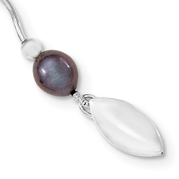 Sterling Silver Rhodium-plated 6-7mm Black Rice Freshwater Cultured Pearl 16-Station 18 inch Necklace — alternate view