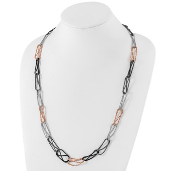Sterling Silver Ruthenium & Black & Rose-tone Rhodium-plated Fancy Necklace — alternate view
