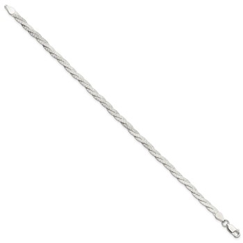 Sterling Silver Fancy Textured Reversible Braided Bracelet — alternate view