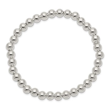 Sterling Silver Polished Bead Stretch Bracelet — alternate view