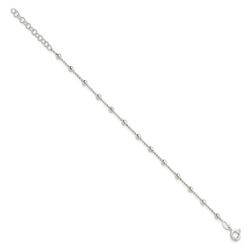 Sterling Silver Polished Beaded 6 Inch with 1 in Ext Bracelet — alternate view