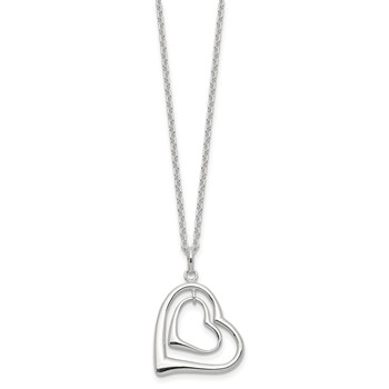 Sterling Silver Double Heart Necklace — alternate view