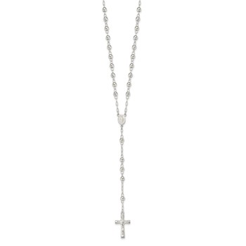 Sterling Silver Polished Rosary 26 inch Necklace — alternate view