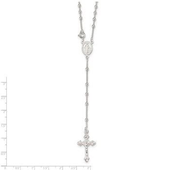 Sterling Silver Polished Bead Rosary 16 inch Necklace — alternate view