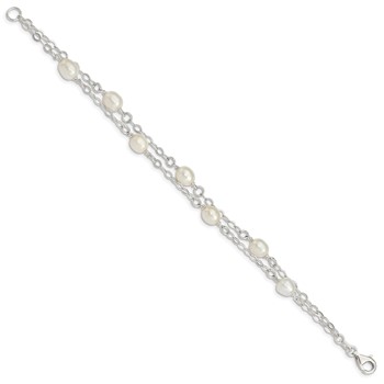 Sterling Silver White FW Cultured Pearl 7.5 inch Bracelet — alternate view