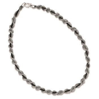 Sterling Silver and Ruthenium-plated Fancy Mesh Necklace — alternate view