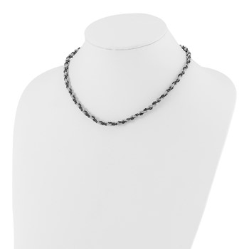 Sterling Silver & Black Rhodium-Plated Mesh and Beaded Necklace — alternate view