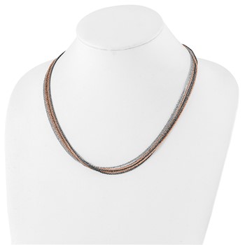 Nightfall Sterling Silver Ruthenium and Rose-tone Plated 20 Inch Multi Chain Necklace with 2 Inch Extenstion — alternate view