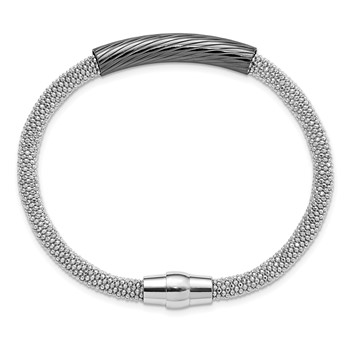Sterling Silver Ruthenium-plated Bar Mesh Bracelet — alternate view
