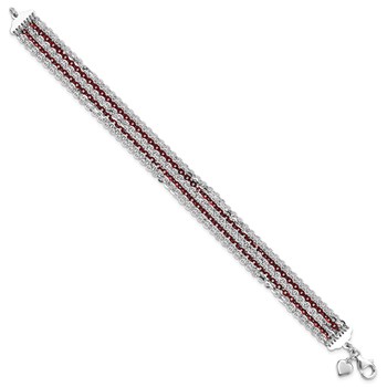 Sterling Silver Rhodium & Red-Plated Multi-Strand Chain Bracelet — alternate view