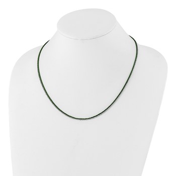 Sterling Silver Rhodium & Green-plated 2-Strand Adjustable Necklace — alternate view
