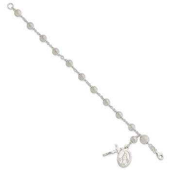 Sterling Silver Polished Laser-cut Rosary Bracelet — alternate view