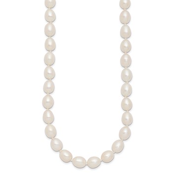 Sterling Silver Rhodium-plated 7-8mm White Rice Freshwater Cultured Pearl18 inch Necklace — alternate view