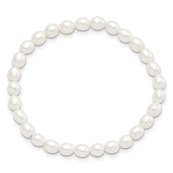 Children's 4-5mm White Rice Freshwater Cultured Pearl Stretch Bracelet — alternate view