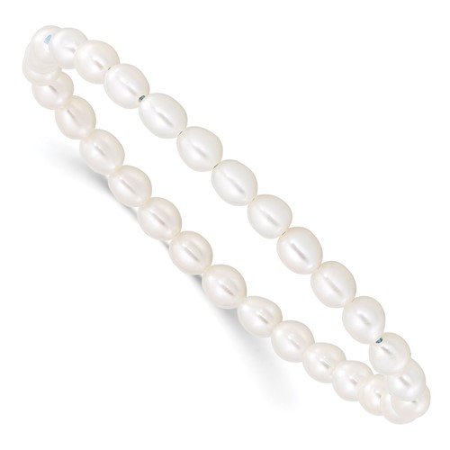 4-5mm White Rice Freshwater Cultured Pearl Small Stretch Bracelet