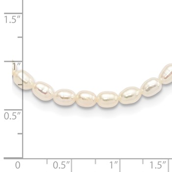 Sterling Silver Rhodium-plate 4-5mm White Rice Freshwater Cultured Pearl Children's 13 inch Necklace — alternate view