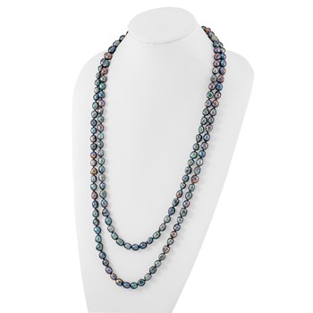9-10mm Black Baroque Freshwater Cultured Pearl Endless 64 inch Necklace — alternate view
