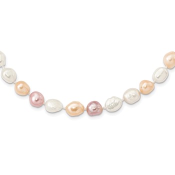 "9-11mm White, Pink and Purple Baroque Freshwater Cultured Pearl Endless 64 inch Necklace"