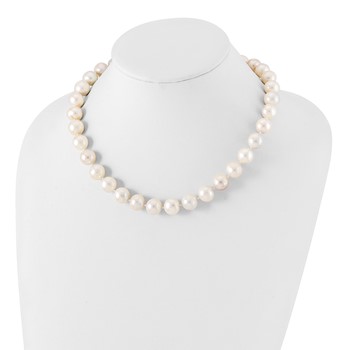 Sterling Silver Rhodium-plated 12-13mm White Near-Round Freshwater Cultured Pearl 18 inch Necklace — alternate view