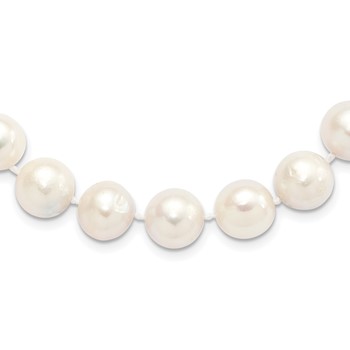 Sterling Silver Rhodium-plated 12-13mm White Near-Round Freshwater Cultured Pearl 20 inch Necklace