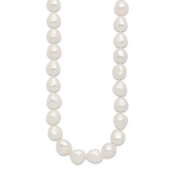Sterling Silver Rhodium-plated 11-12mm White Baroque Freshwater Cultured Pearl 20 inch Necklace — alternate view