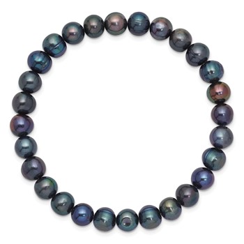 6-7mm Black Freshwater Cultured Pearl Stretch Bracelet — alternate view